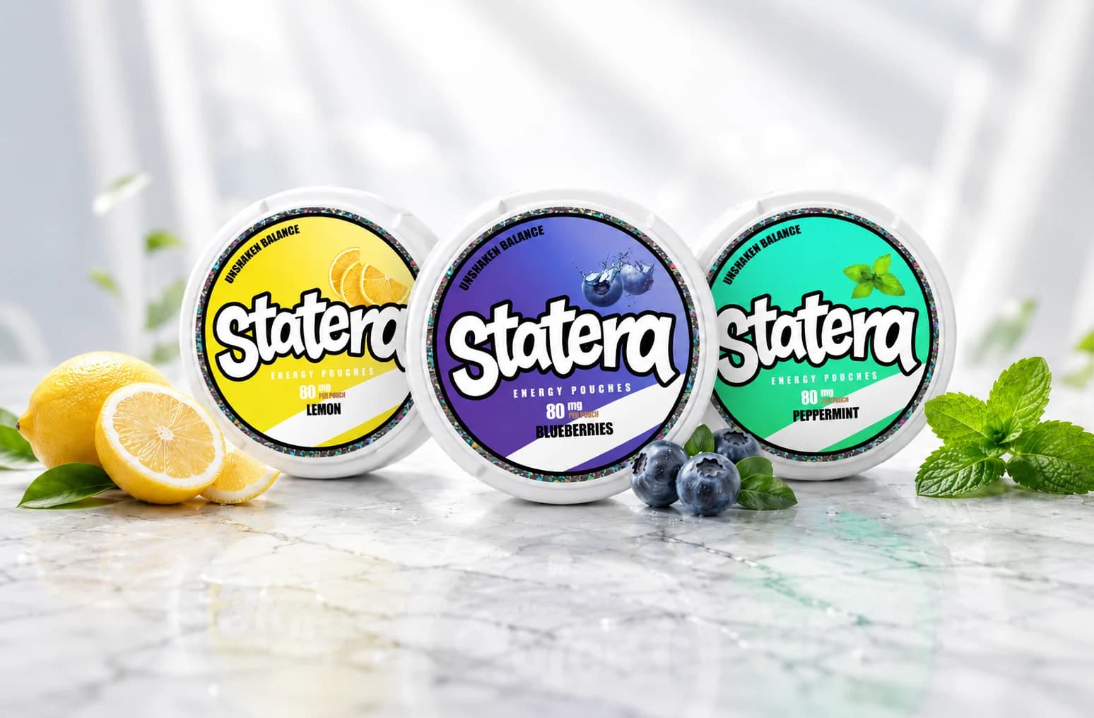 STATERA Original 80mg Lemon Blueberry and Peppermint cans