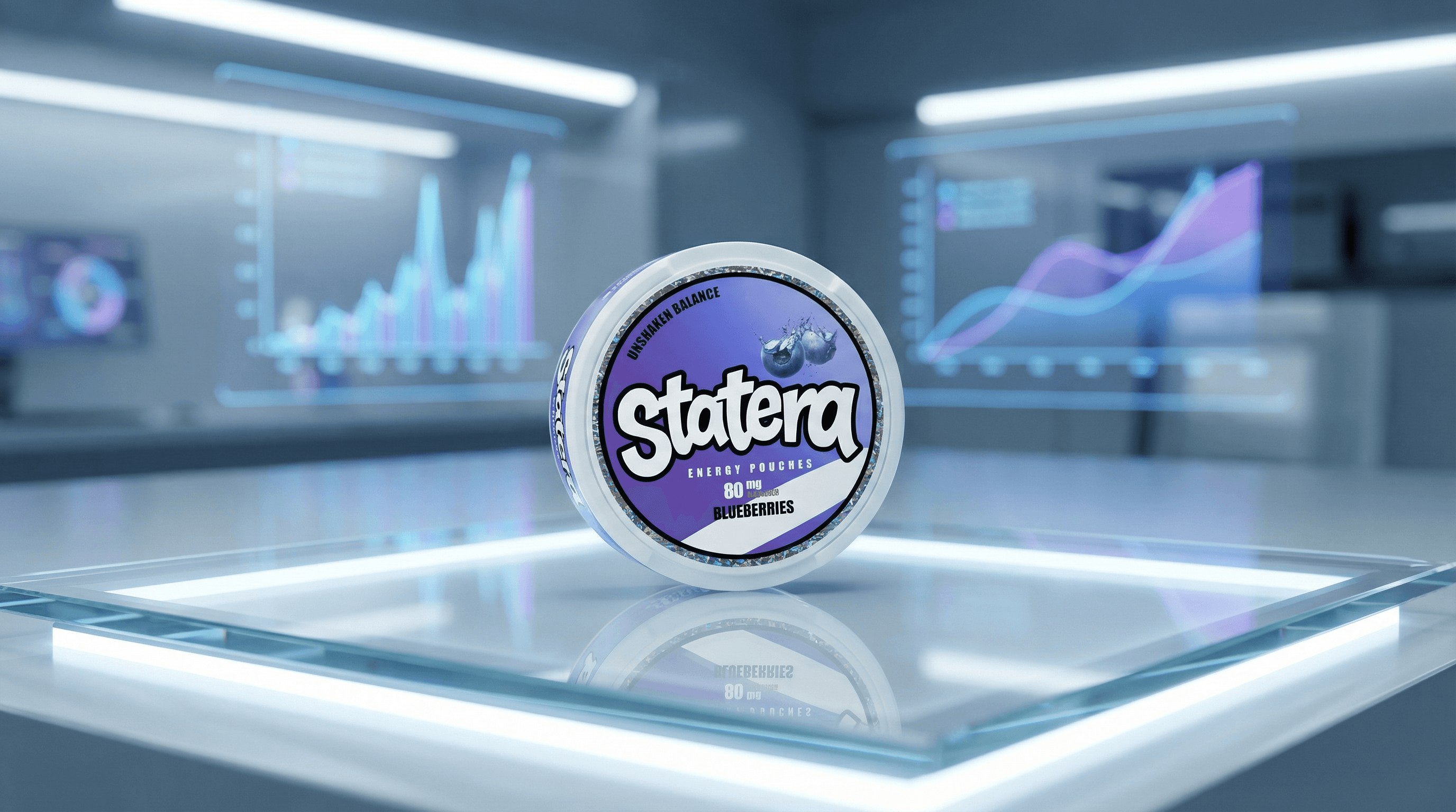 STATERA science-backed caffeine pouch on technical display